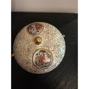 Vintage Empire Ware chintz candy dish porcelain with gold accents England